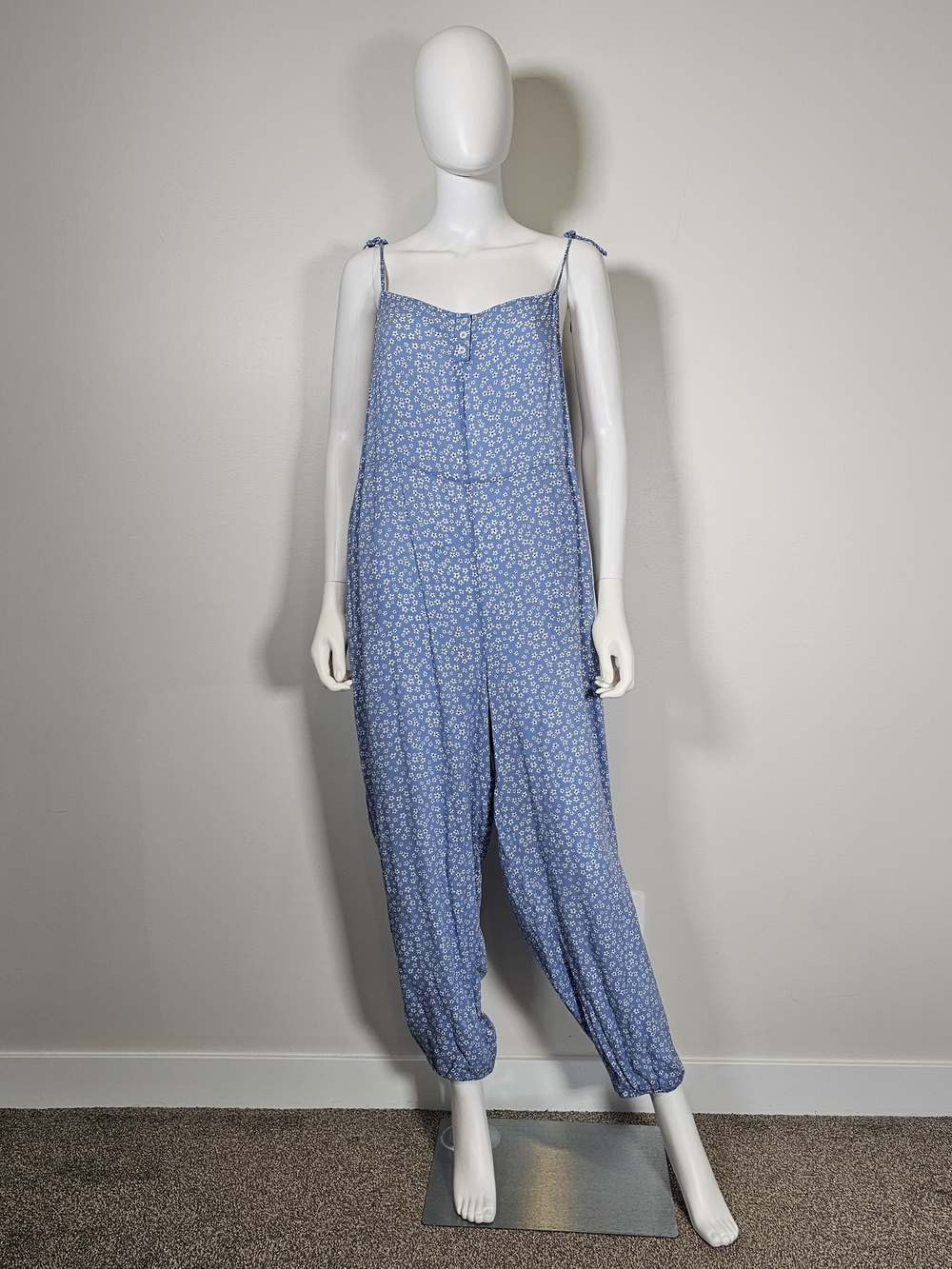 Smash + Tess Light Blue Floral Tie-Strap Jumpsuit - Picture 1 of 10